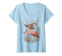 Donna off To Cause A Kerfuffle Wizarding Magic Funny Flamingo Maglietta con Collo a V