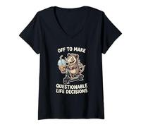 Donna off To Make Discutibile Decisione di Vita Divertente Opossum Scooter Maglietta con Collo a V