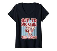 Donna off To Praise The Lord Scoiattolo Retro Maglietta con Collo a V