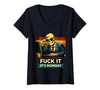 Donna OfficeFuck It It`s Lunedi Mood SkeletonWorkplace Sarcasmo Maglietta con Collo a V