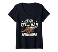 Donna Official Civil War Enthusiast Guerra Civile Americana USA Maglietta con Collo a V