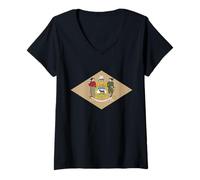 Donna Official State Flag of Delaware Maglietta con Collo a V