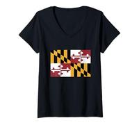 Donna Official State Flag of Maryland Maglietta con Collo a V