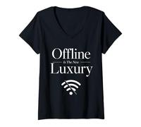 Donna Offline Benessere Digitale Consapevolezza Art Maglietta con Collo a V