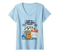 Donna Oggi è Un Capy Day Divertente Capybara Pun Seagull Scream Kinder Maglietta con Collo a V