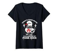 Donna Oggi Good Mood Old School Duck Musica Vintage Punk Rock Maglietta con Collo a V