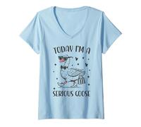 Donna Oggi sono una Serious Goose Funny Cowboy Goose Maglietta con Collo a V