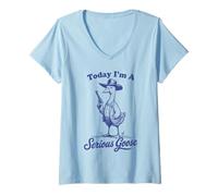 Donna Oggi sono una Serious Goose Funny Cowboy Goose Maglietta con Collo a V