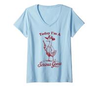 Donna Oggi sono una Serious Goose Funny Cowboy Goose Maglietta con Collo a V
