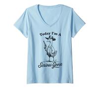 Donna Oggi sono una Serious Goose Funny Cowboy Goose Maglietta con Collo a V