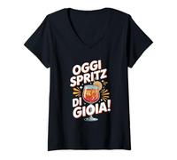 Donna Oggi Spritz di Gioia Festa aperitivo Divertente Maglietta con Collo a V