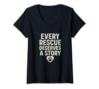 Donna Ogni salvataggio merita una storia. vintage Pet Hope. Maglietta con Collo a V