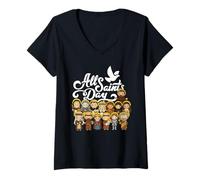 Donna Ognissanti Cattolico San Francesco Antonio Giovanna d'Arco Lucia Maglietta con Collo a V