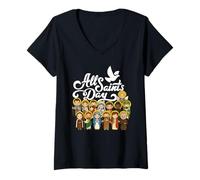 Donna Ognissanti Cattolico San Giuseppe Maria Teresa Michael Jude Maglietta con Collo a V