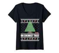 Donna OH Chemist Tree Brutto Natale Chimica Albero Meme Maglietta con Collo a V