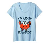 Donna Oh Crab It's Monday Maglietta con Collo a V