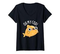 Donna Oh My cod Divertente Pesce Pun Maglietta con Collo a V