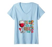 Donna Oh Sip It's a Girl Trip Wine Lover Vacation Vibes Maglietta con Collo a V