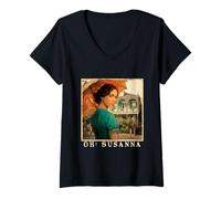 Donna Oh! Susanna, classica canzone folk americana Maglietta con Collo a V