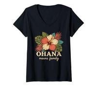 Donna Ohana Means Family Hawaii Vacanze estive Maglietta con Collo a V