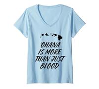 Donna Ohana Non è Solo Sangue - Patrimonio Locale delle Hawaii Maglietta con Collo a V