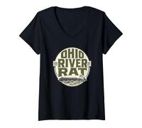 Donna Ohio River Rat Rimorchiatore Chiatta Deckhand Fiume Town Pride Maglietta con Collo a V