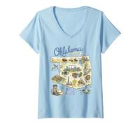 Donna Oklahoma, Ok USA, Mappe, Icone Maglietta con Collo a V