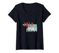 Donna Oklahoma Stati Uniti, Ok Stato di Oklahoma Souvenir Maglietta con Collo a V