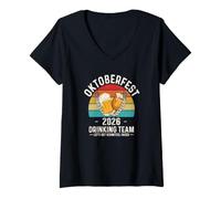 Donna Oktoberfest 2026 Squadra Bere Facciamo Schnitzel affrontato Maglietta con Collo a V