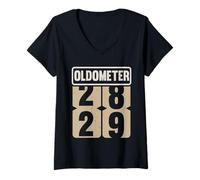 Donna Oldometer 28-29 Funny Birthday Live Legend Turning 29 His/He Maglietta con Collo a V