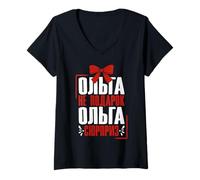 Donna Olga Dice in Russo Russia Outfit per Russi Maglietta con Collo a V