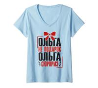 Donna Olga Dice in Russo Russia Outfit per Russi Maglietta con Collo a V