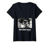 Donna ''Oltre la Paura'' Occhio Dipinto Inchiostro Arte by Juliart Maglietta con Collo a V