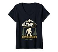 Donna Olympic National Park Washington Bigfoot Maglietta con Collo a V