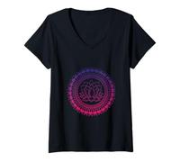 Donna Om Mandala: Peace, Harmony And Spiritual Connection Maglietta con Collo a V