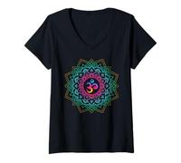 Donna Om Meditations Mandalas Yoga Unisex Maglietta con Collo a V