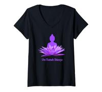 Donna Om Namah Shivaya Camicia Lotus Maglietta con Collo a V