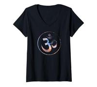 Donna Om Simbolo Spirituale Galaxy Maglietta con Collo a V