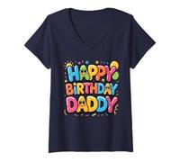 Donna OMG È Il Compleanno di Mio Padre, Buon Compleanno a Lui e a Mio Padre Maglietta con Collo a V