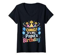 Donna OMG È il compleanno di mio padre, buon compleanno, nonno Maglietta con Collo a V