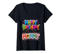 Donna OMG It's My Mommy Festa di compleanno Ragazzi Ragazze Mamma Compleanno Maglietta con Collo a V