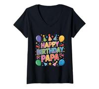 Donna OMG It's My Papa's Birthday Daddy Dad Papa Padre Maglietta con Collo a V