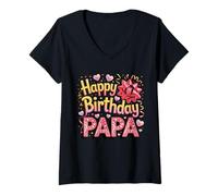 Donna OMG It's My Papa's Birthday Daddy Dad Papa Padre Maglietta con Collo a V