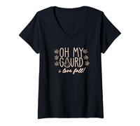 Donna OMG OH My Gourd I Love Fall Divertente Foglie d'Autunno Meme Maglietta con Collo a V