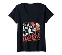 Donna On A Bad Day There Is Always Lipstick Fiducia sulle donne - Maglietta con Collo a V