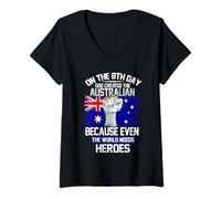 Donna On The Eighth Day God Created The Australian Pride Heroes Maglietta con Collo a V