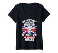 Donna On The Eighth Day God Created The British Pride Heroes Maglietta con Collo a V