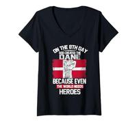 Donna On The Eighth Day God Created The Dane Pride Heroes Maglietta con Collo a V