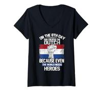 Donna On The Eighth Day God Created The Dutch Heroes Holland Maglietta con Collo a V