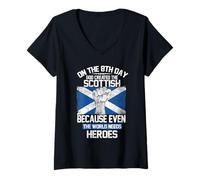 Donna On The Eighth Day God Created The Scottish Pride Heroes Maglietta con Collo a V